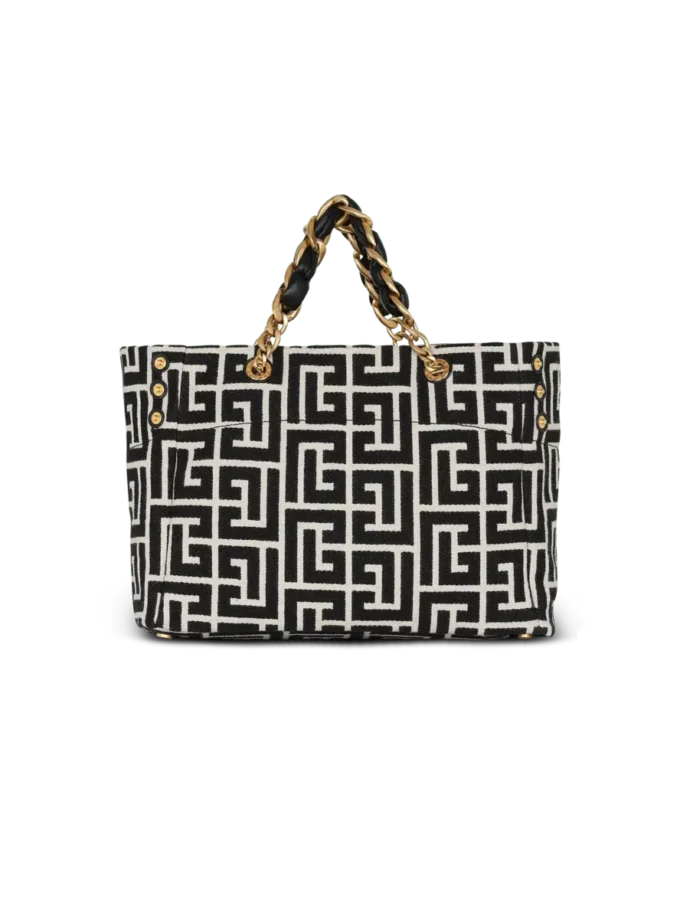 1945 Mjuk PB-monogrammerad jacquardcanvas-toteväska