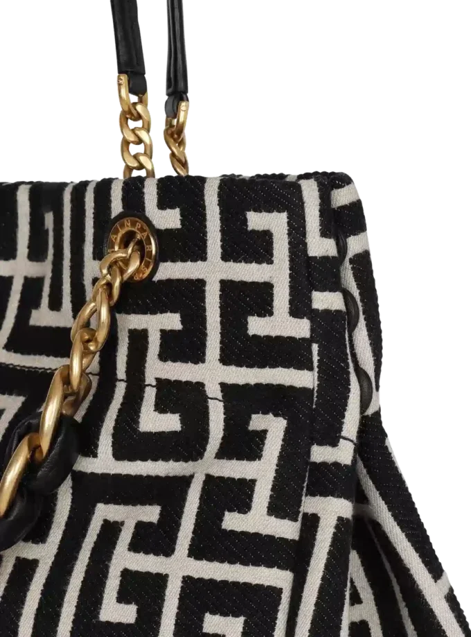1945 Mjuk PB-monogrammerad jacquardcanvas-toteväska