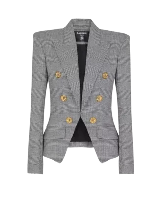 6-knapps jacka i Prince of Wales-jacquard