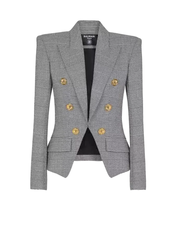 6-knapps jacka i Prince of Wales-jacquard 6-knapps jacka i Prince of Wales-jacquard