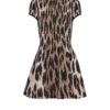 A-linjeformad jacquardklänning med leopardmönster