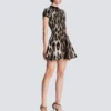 A-linjeformad jacquardklänning med leopardmönster