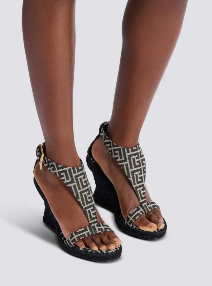 Anthem espadriller med kilklack i monogramjacquard