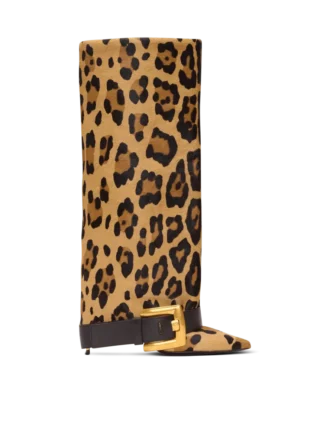 Anthem läderstövlar med leopardmönster