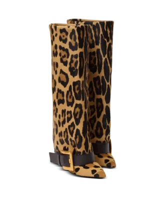 Anthem läderstövlar med leopardmönster