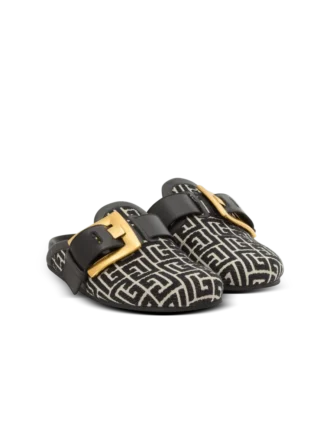 Anthem-mules i jacquardcanvas med PB-monogram