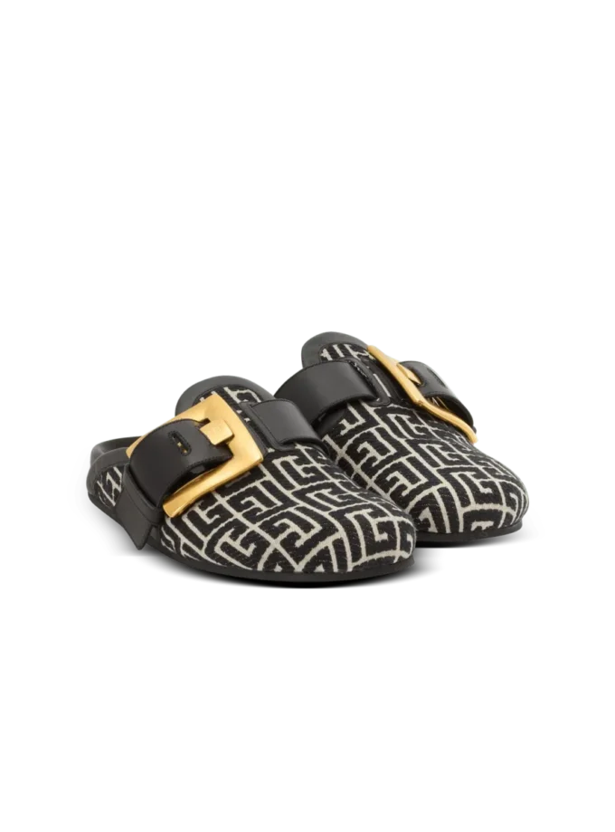Anthem-mules i jacquardcanvas med PB-monogram