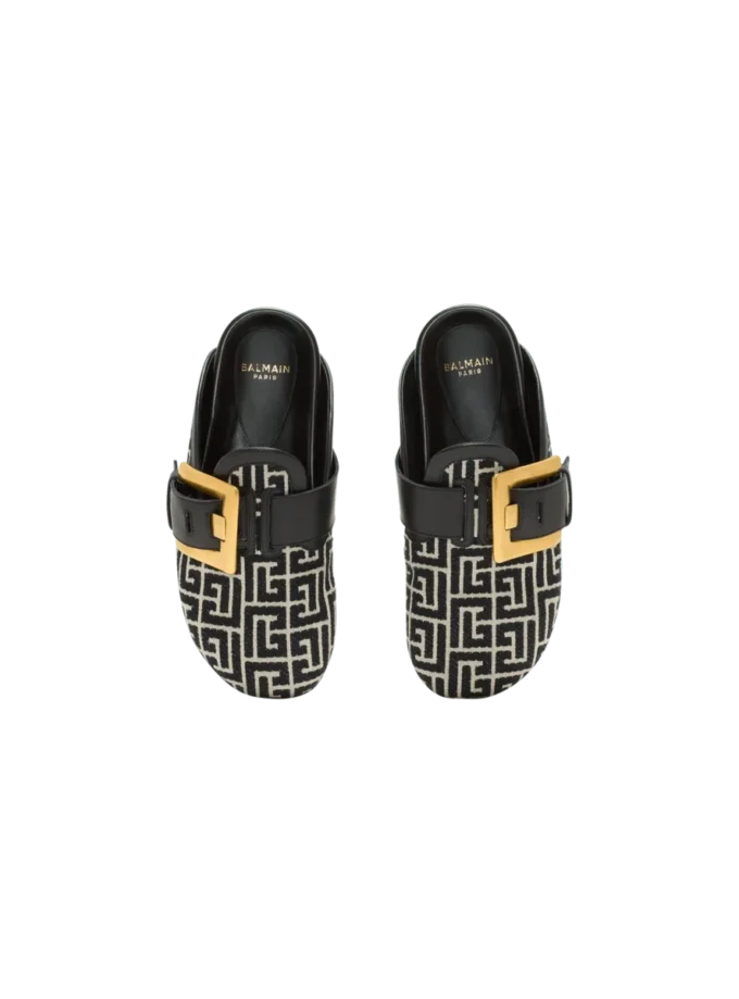 Anthem-mules i jacquardcanvas med PB-monogram