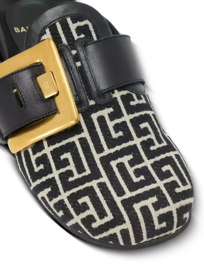 Anthem-mules i jacquardcanvas med PB-monogram