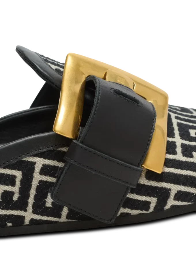 Anthem-mules i jacquardcanvas med PB-monogram
