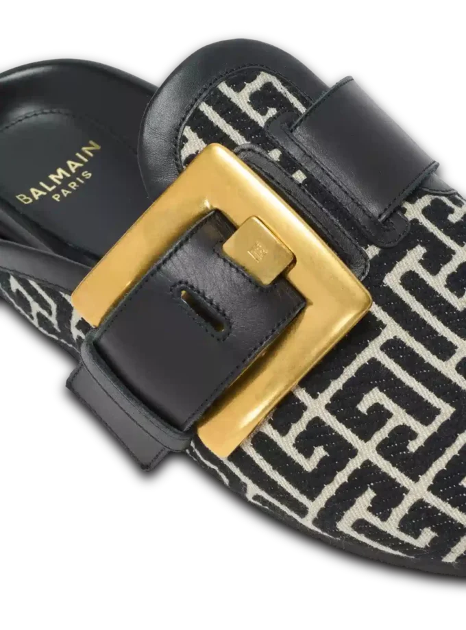 Anthem-mules i jacquardcanvas med PB-monogram