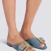 Anthem platta sandaler i denim