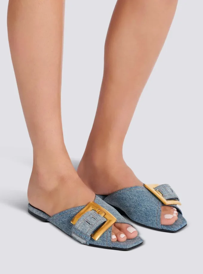 Anthem platta sandaler i denim