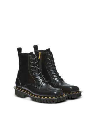 Arméboots i glansigt läder
