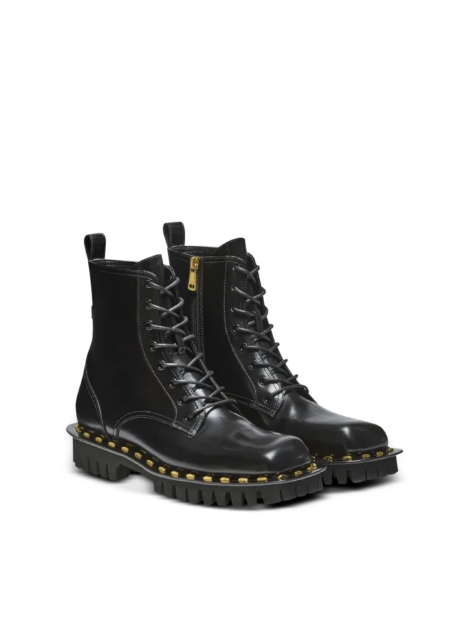 Arméboots i glansigt läder