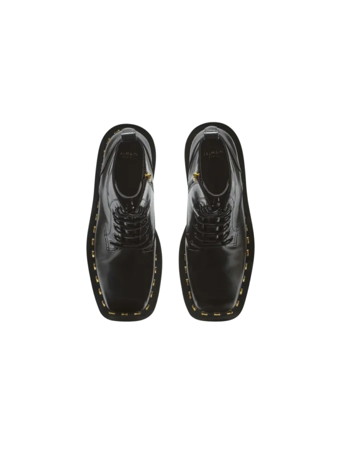 Arméboots i glansigt läder