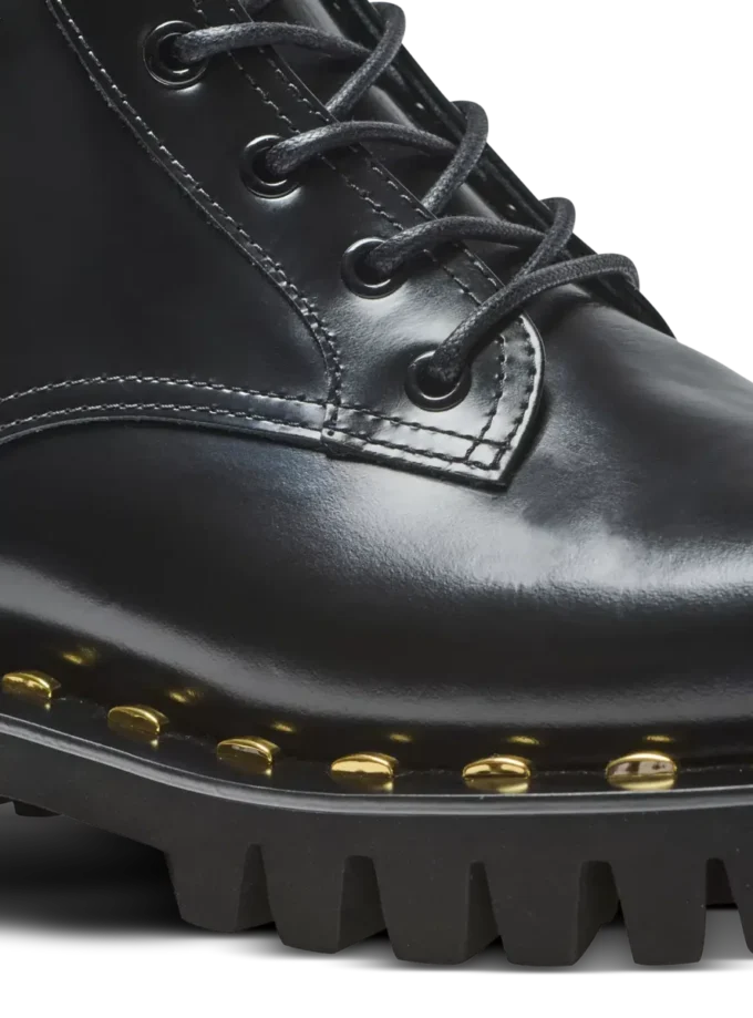 Arméboots i glansigt läder