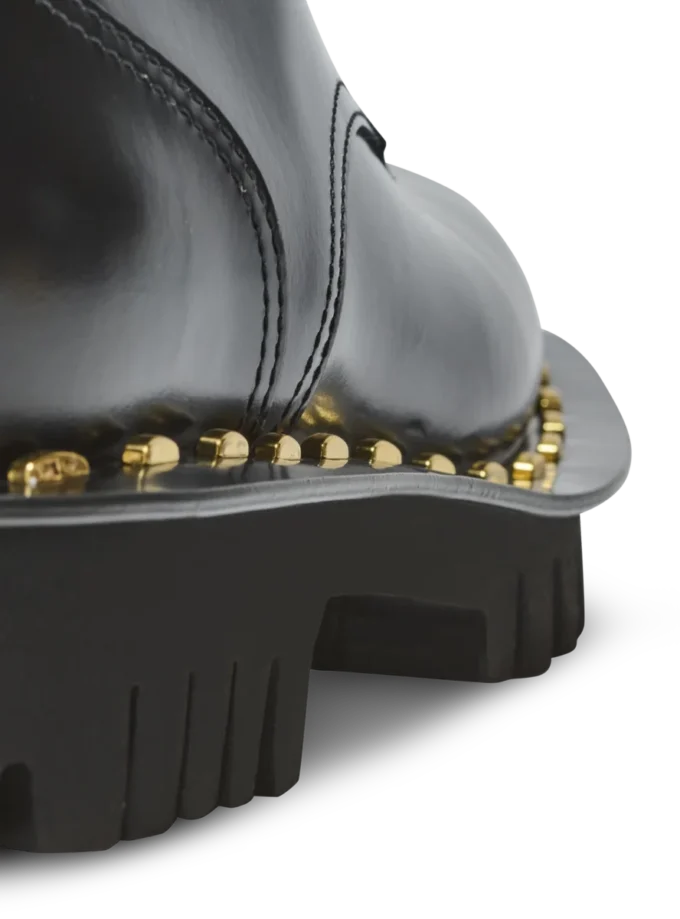 Arméboots i glansigt läder