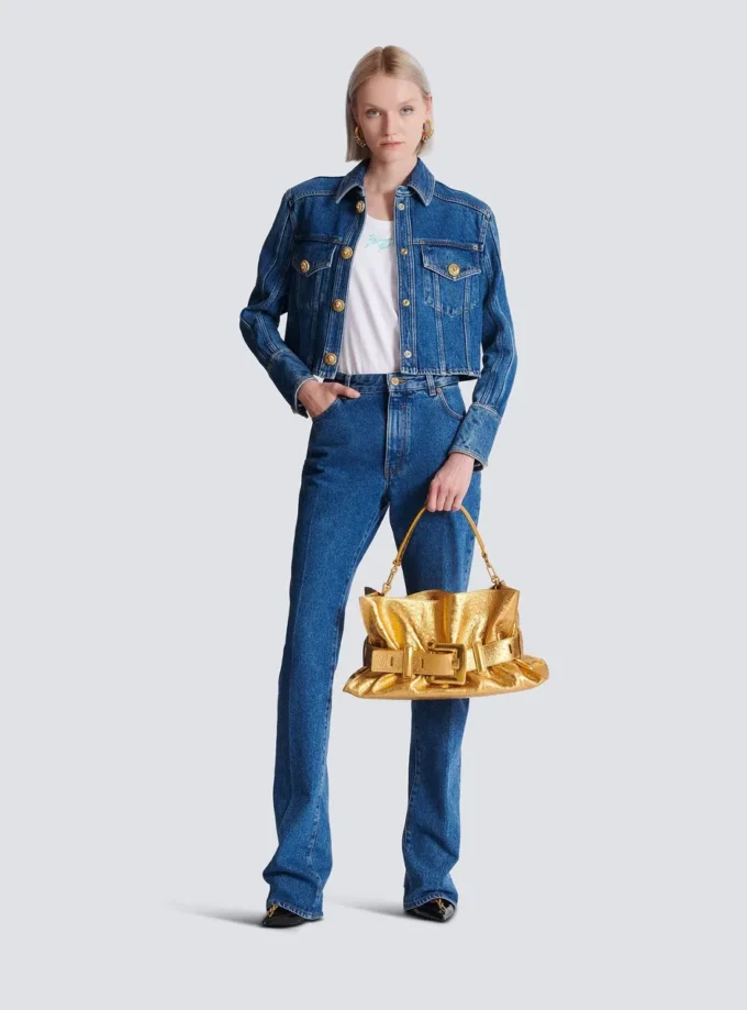 Avslappnad linne med Balmain Paris Brush-tryck