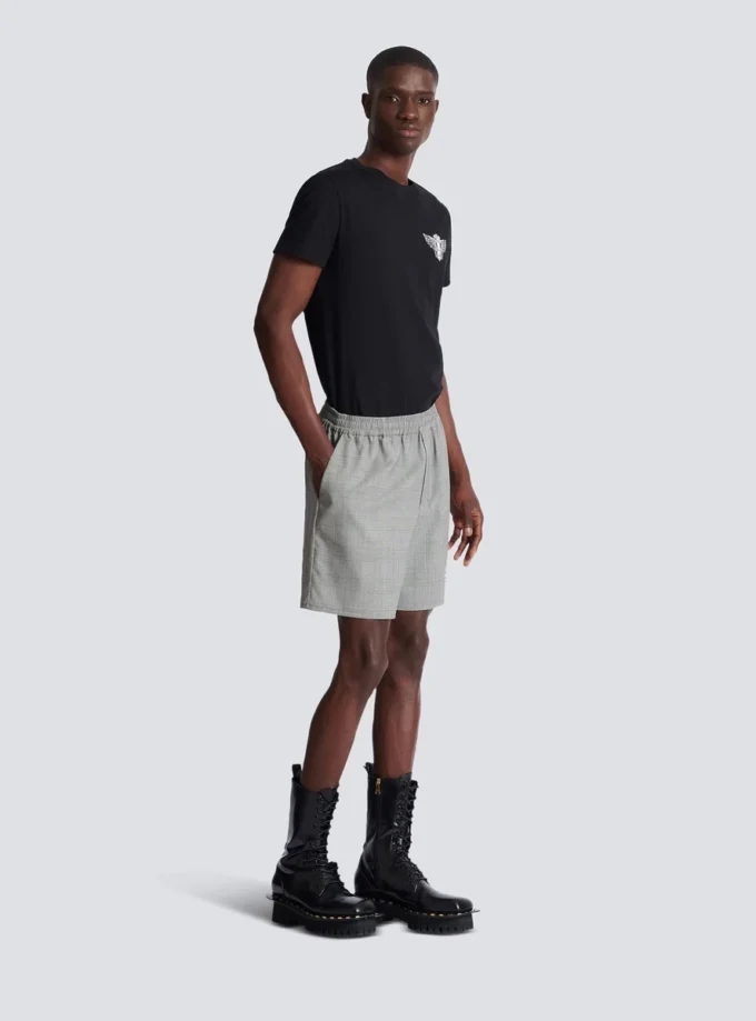 Avslappnade shorts i Prince of Wales-satin Avslappnade shorts i Prince of Wales-satin