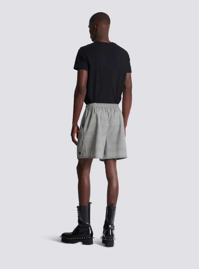 Avslappnade shorts i Prince of Wales-satin Avslappnade shorts i Prince of Wales-satin