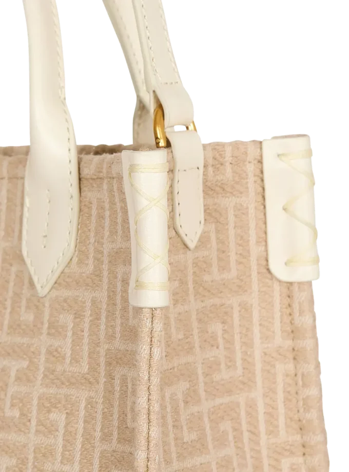 B-Army Liten monogrammerad totebag i canvas och läder