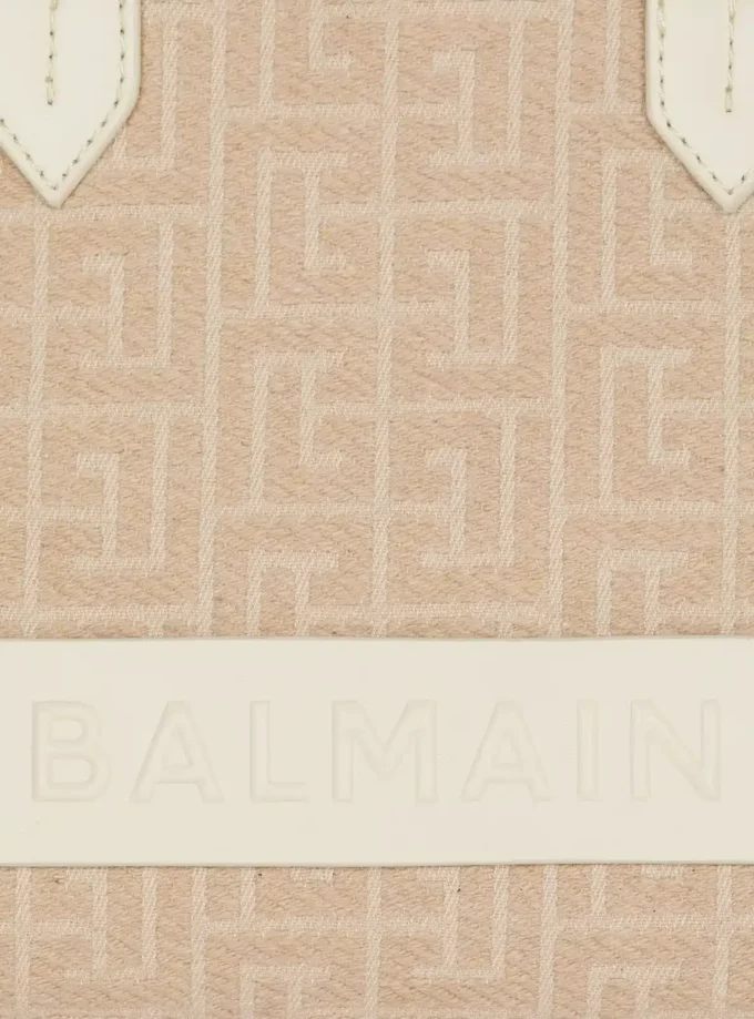 B-Army Liten monogrammerad totebag i canvas och läder