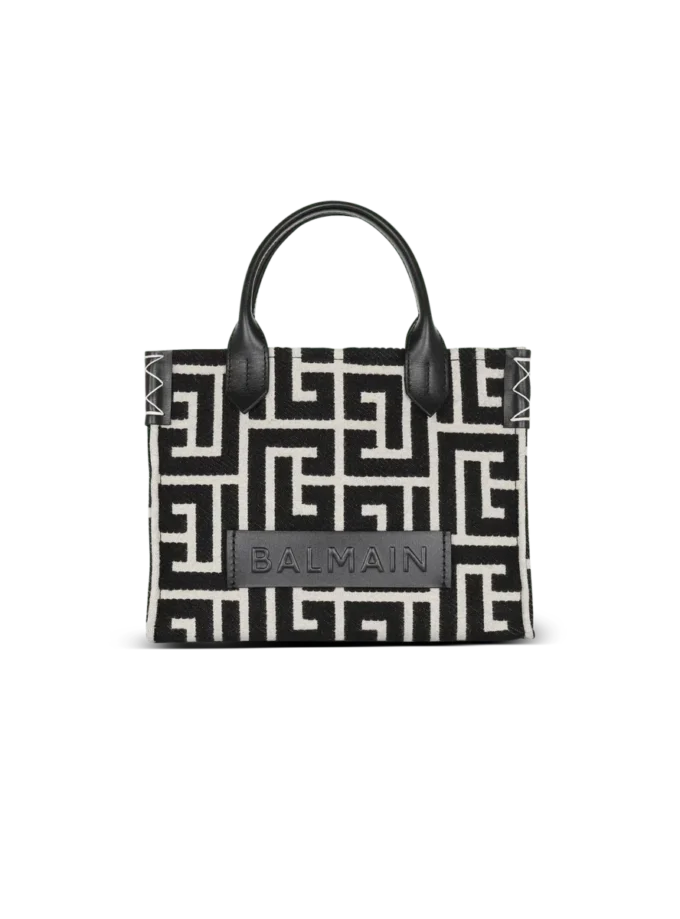 B-Army monogrammerad jacquard- och läderväska B-Army monogrammerad jacquard- och läderväska
