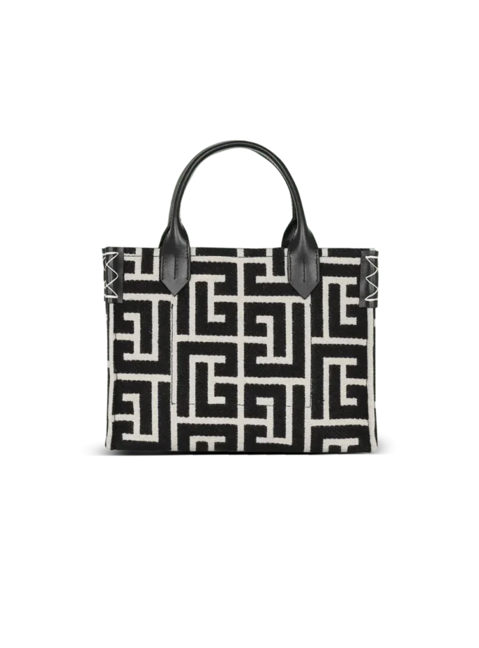 B-Army monogrammerad jacquard- och läderväska B-Army monogrammerad jacquard- och läderväska