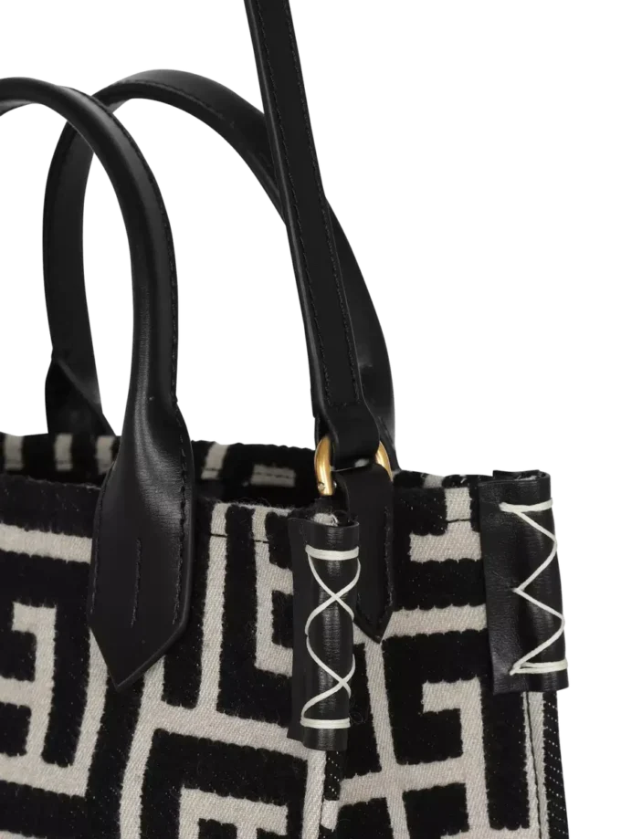 B-Army monogrammerad jacquard- och läderväska B-Army monogrammerad jacquard- och läderväska