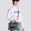 B-Army monogrammerad jacquard- och läderväska B-Army monogrammerad jacquard- och läderväska