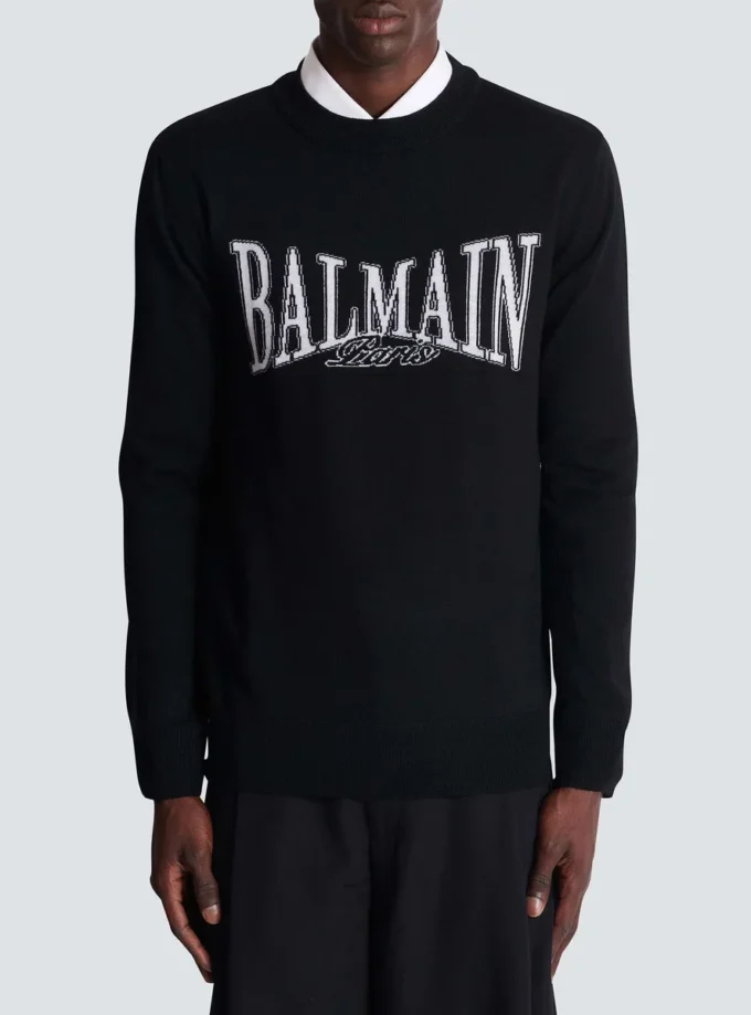 Balmain College jacquardstickad tröja