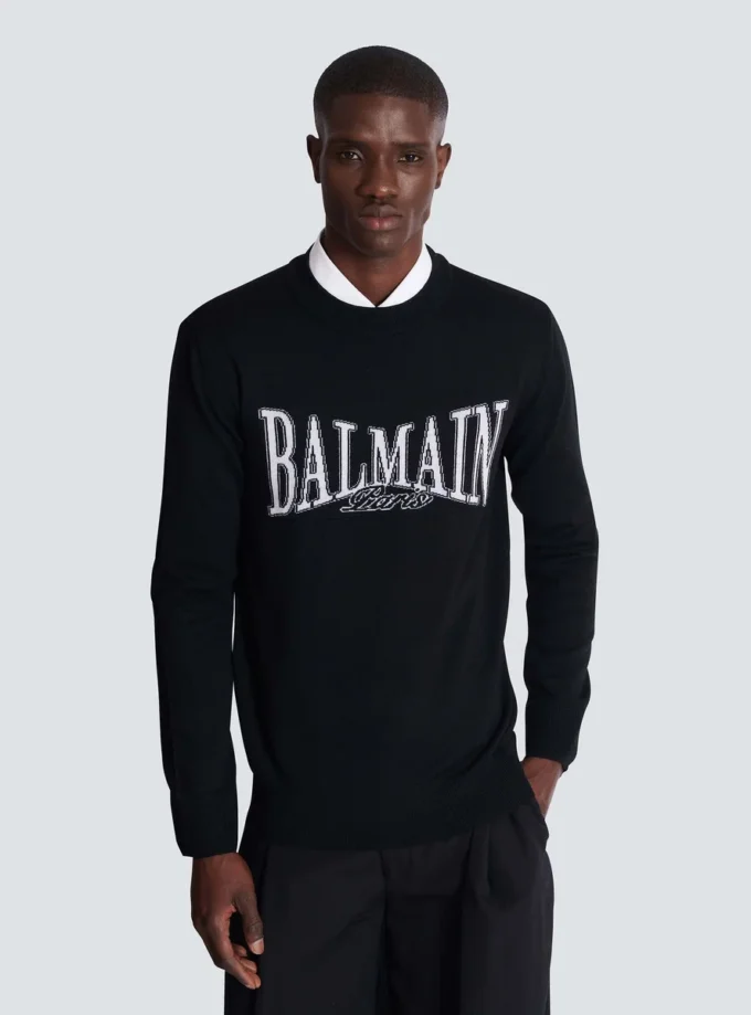 Balmain College jacquardstickad tröja