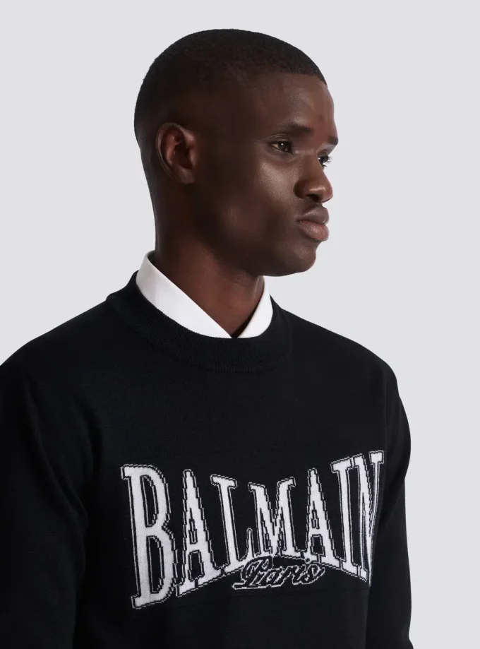 Balmain College jacquardstickad tröja