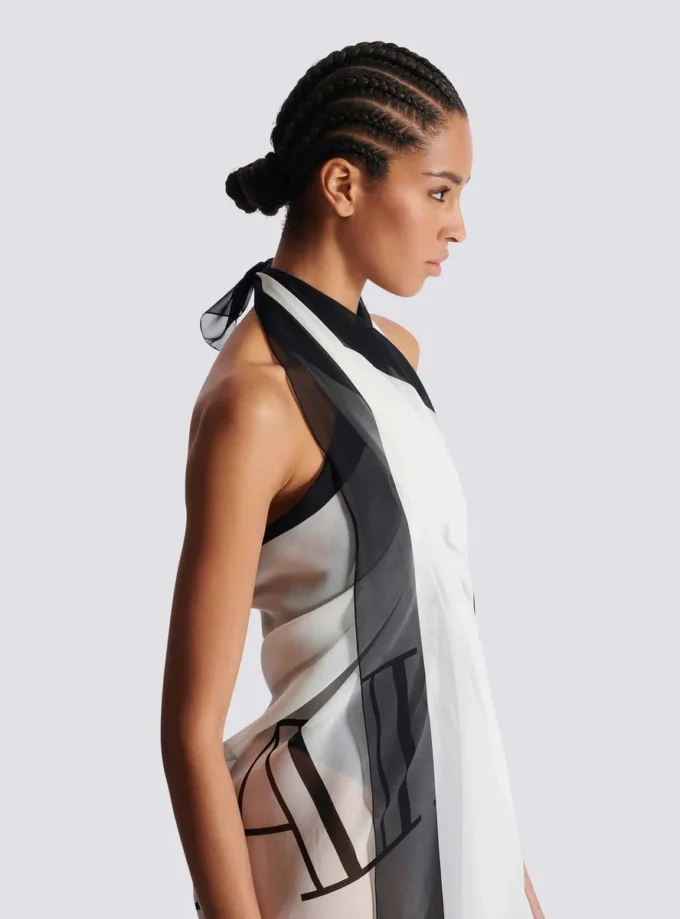 Balmain Couture tvåfärgad strandskjorta med tryck