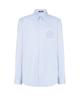 Balmain Écusson-broderad bomullsskjorta