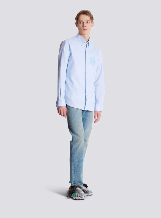 Balmain Écusson-broderad bomullsskjorta Balmain Écusson-broderad bomullsskjorta