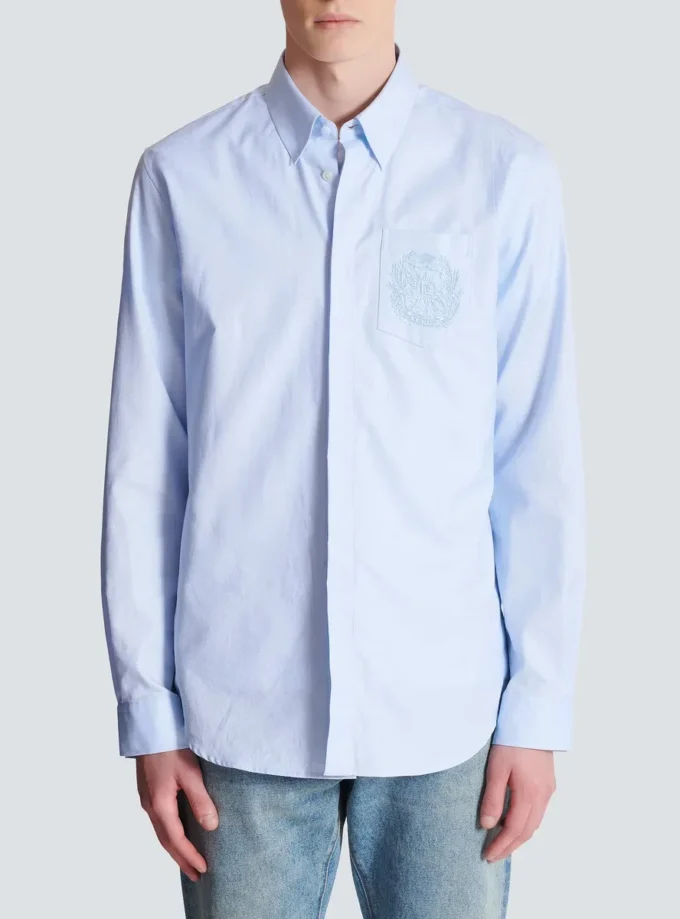 Balmain Écusson-broderad bomullsskjorta Balmain Écusson-broderad bomullsskjorta