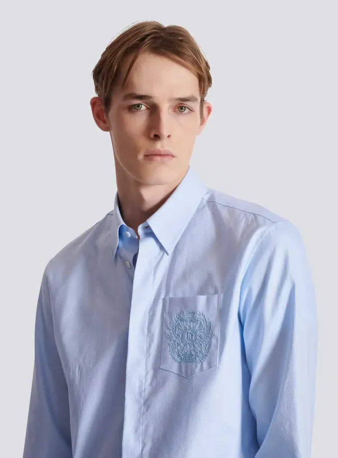 Balmain Écusson-broderad bomullsskjorta Balmain Écusson-broderad bomullsskjorta