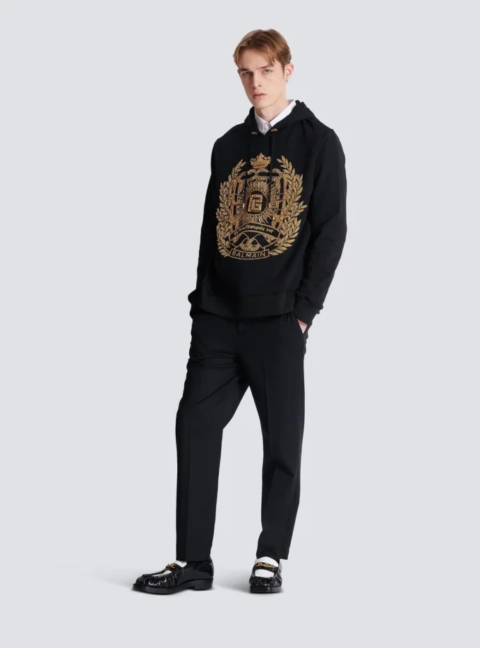 Balmain Écusson broderad hoodie