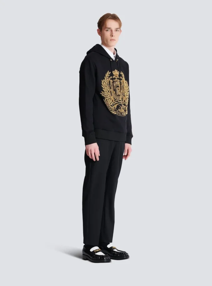 Balmain Écusson broderad hoodie