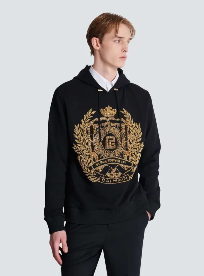 Balmain Écusson broderad hoodie