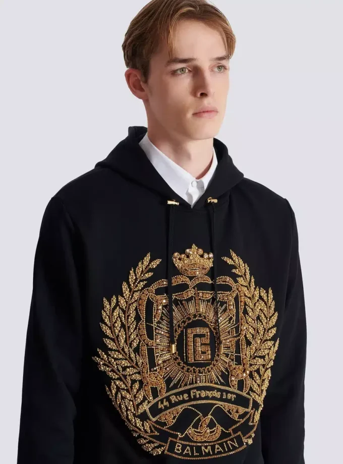 Balmain Écusson broderad hoodie