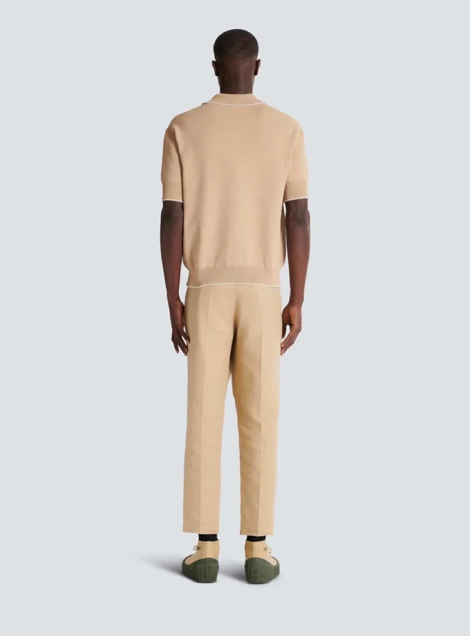 Balmain Écusson broderad stickad polotröja Balmain Écusson broderad stickad polotröja