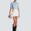 Balmain Emblème-broderad stickad topp