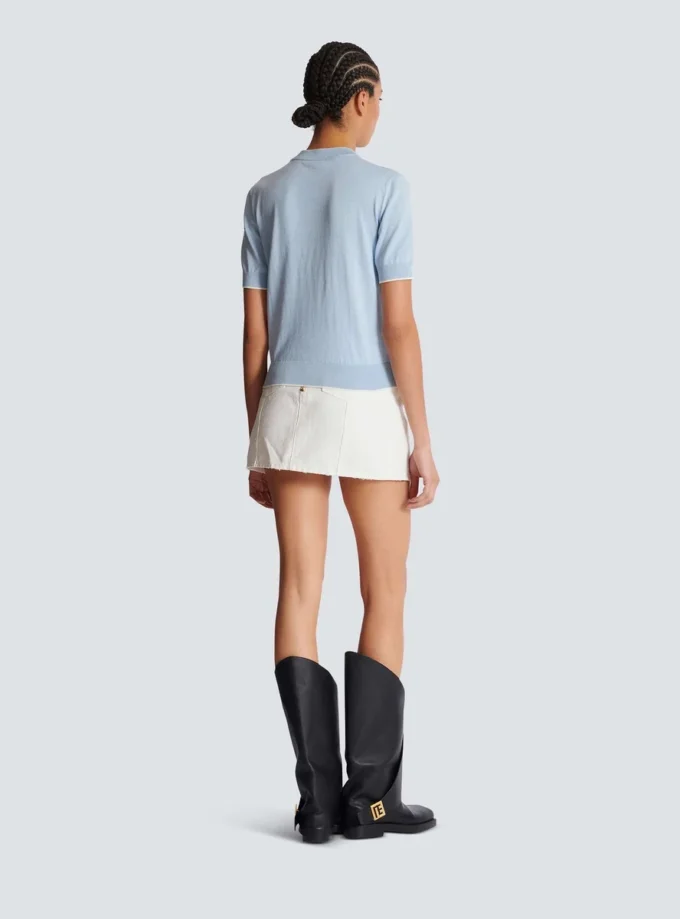 Balmain Emblème-broderad stickad topp