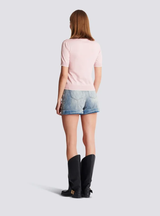 Balmain Emblème-broderad stickad topp