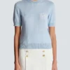 Balmain Emblème-broderad stickad topp