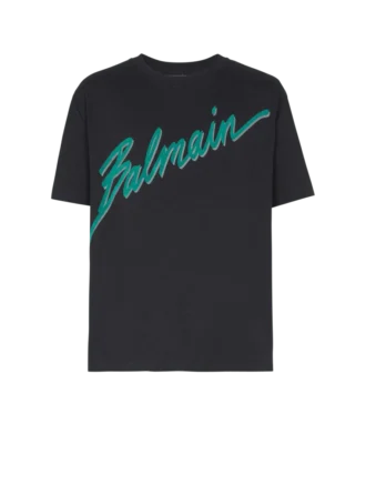 Balmain Lettre flockad T-shirt