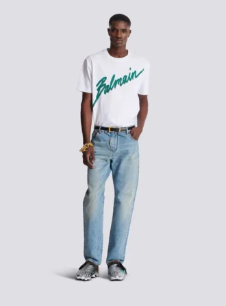 Balmain Lettre flockad T-shirt